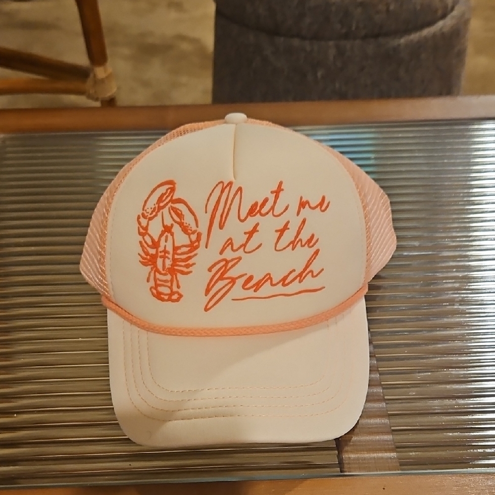 Beige and Orange Trucker Hat